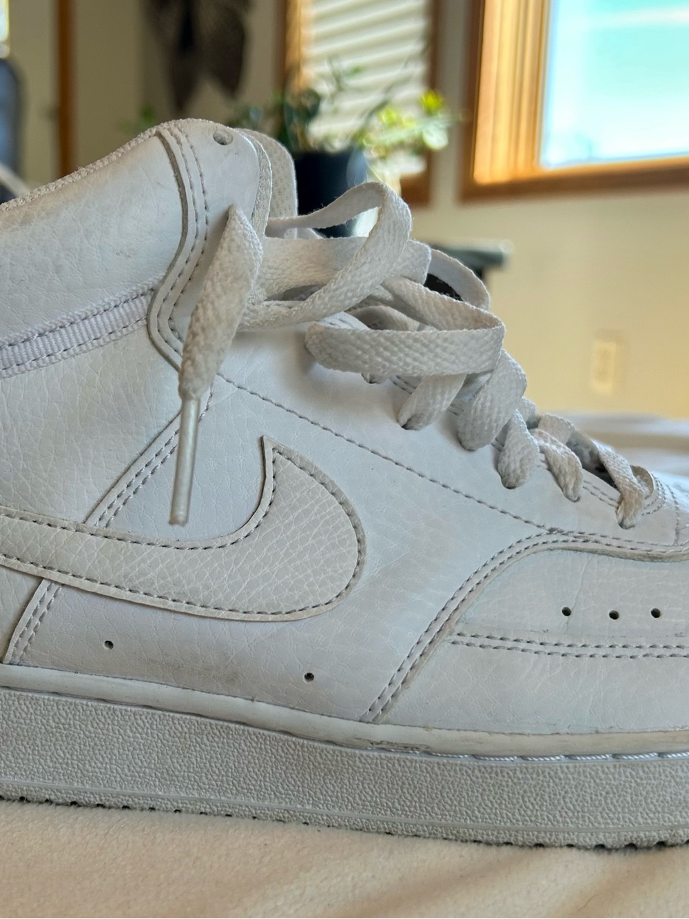 Nike Court Vision Mid Next Nature White Leather Women’s Sneakers Sz 9 - Picture 4 of 6